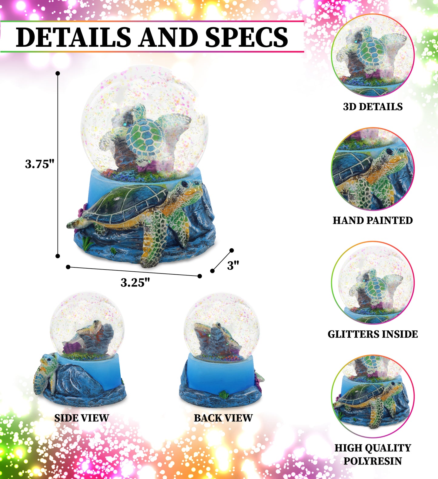 SNOWGLOBE - SEA TURTLE UNDER SEA 65MM