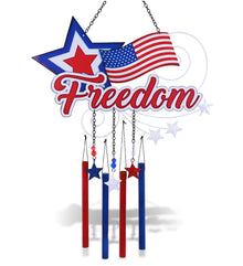 CoTa Global USA Flag Star Handcrafted Glass and Metal Wind Chime - 25.5 Inches