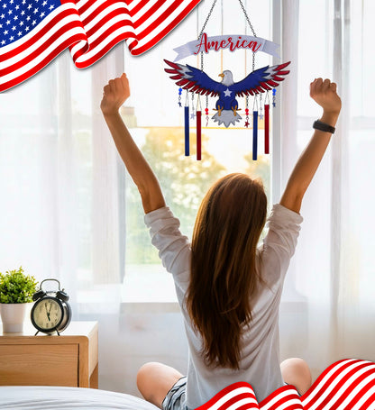 CoTa Global American Eagle Handcrafted Glass and Metal Wind Chime - 24 Inches