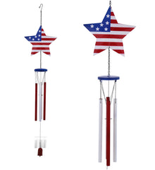 CoTa Global USA Flag Star Handcrafted Glass and Metal Wind Chime - 37.7 Inches