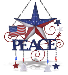 CoTa Global USA Flag Peace Handcrafted Glass and Metal Wind Chime - 20 Inches