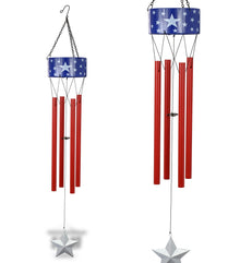 CoTa Global USA Flag Stars Handcrafted Glass and Metal Wind Chime - 33 Inches