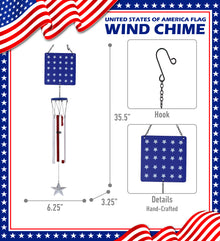 CoTa Global USA Flag Glass Stars Handcrafted Glass Wind Chime - 35.5 Inches