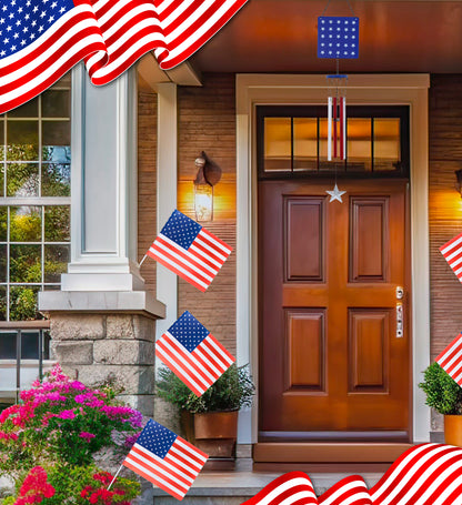 CoTa Global USA Flag Glass Stars Handcrafted Glass Wind Chime - 35.5 Inches