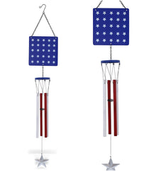 CoTa Global USA Flag Glass Stars Handcrafted Glass Wind Chime - 35.5 Inches