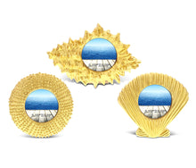 NAUTICAL DECOR - RESIN ASSORTED GOLD OCEAN PHOTO FRAMES - 3PC SET