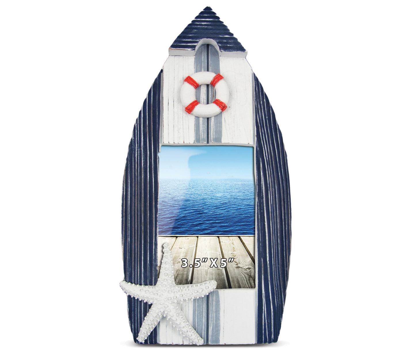 NAUTICAL DECOR - BLUE STRIPES BOAT FRAME LARGE 3.5'x5'