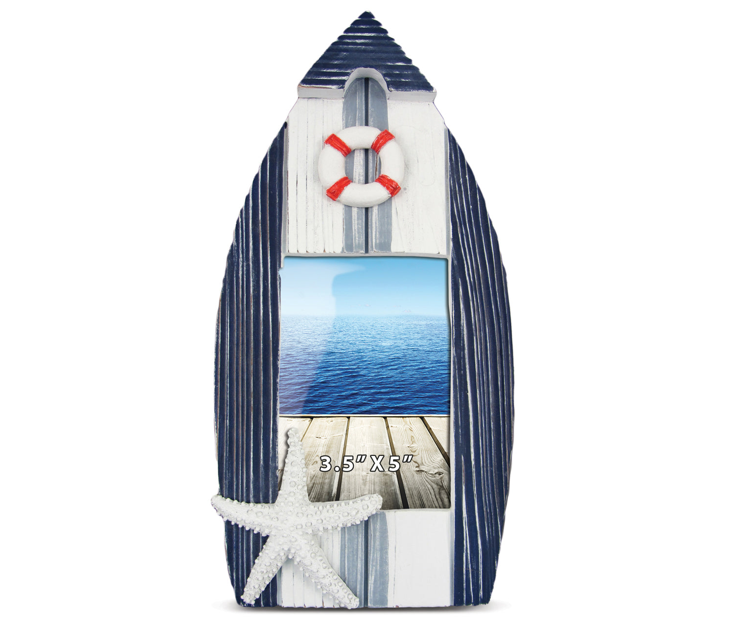 NAUTICAL DECOR - BLUE STRIPES BOAT FRAME LARGE 3.5'x5'