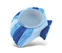 NAUTICAL DECOR - LIGHT BLUE STRIPES SHELL CANDLE HOLDER