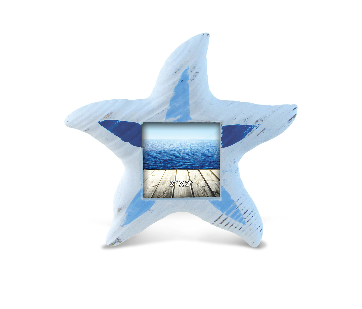 NAUTICAL DECOR - LIGHT BLUE STRIPES STARFISH FRAME 2'X2'