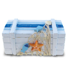 NAUTICAL DECOR - LIGHT BLUE STRIPES TREASURE BOX SMALL