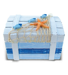 NAUTICAL DECOR - LIGHT BLUE STRIPES TREASURE BOX LARGE