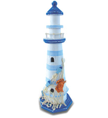 NAUTICAL DECOR - LIGHT BLUE STRIPES LIGHTHOUSE W/CRAB