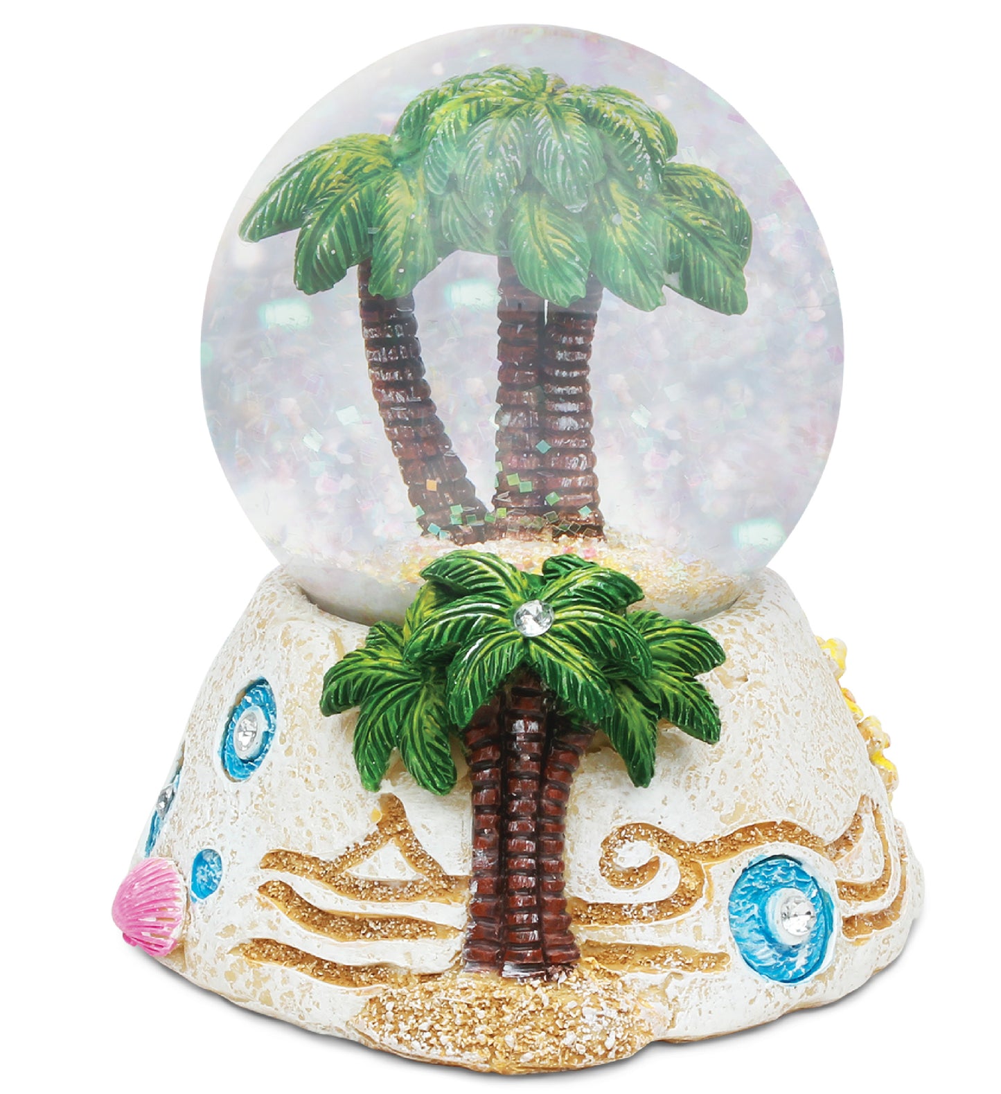 STONE SNOW GLOBE - PALM TREE