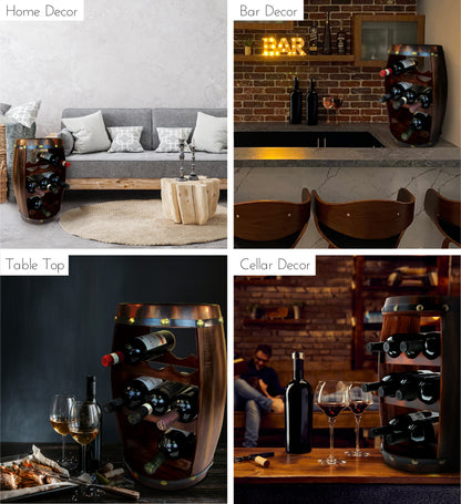 WINE DÉCOR - ALEXANDER - 8 BOTTLES WOODEN HOLDER - BARREL SHAPE