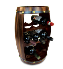 WINE DÉCOR - ALEXANDER - 8 BOTTLES WOODEN HOLDER - BARREL SHAPE