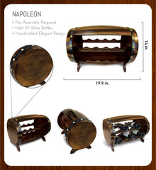 WINE DÉCOR - NAPOLEON - 10 BOTTLES WOODEN HOLDER - BARREL SHAPE