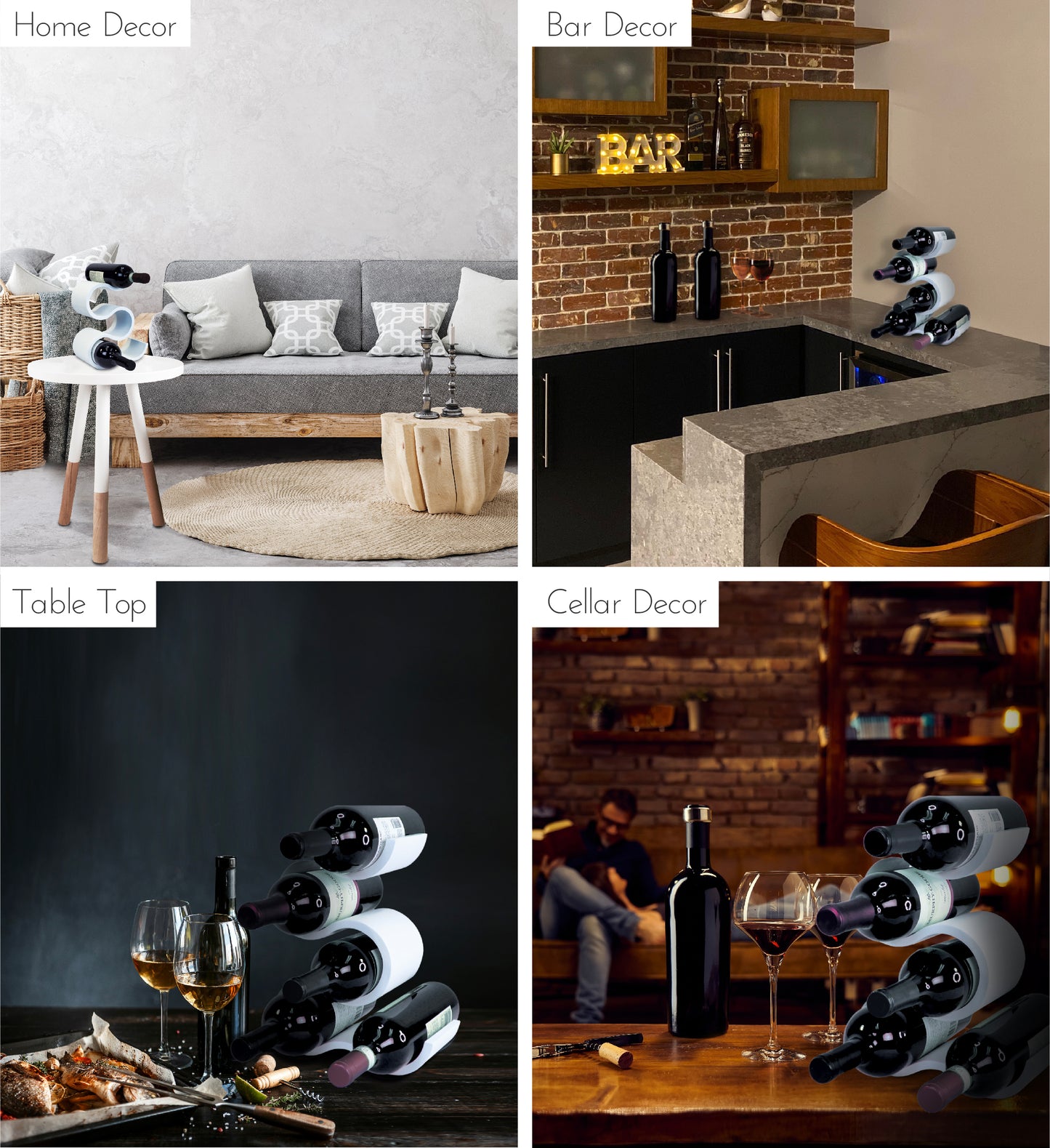 WINE DÉCOR - INFINITY - CONTEMPORARY 5 BOTTLE WINE RACK - WHITE
