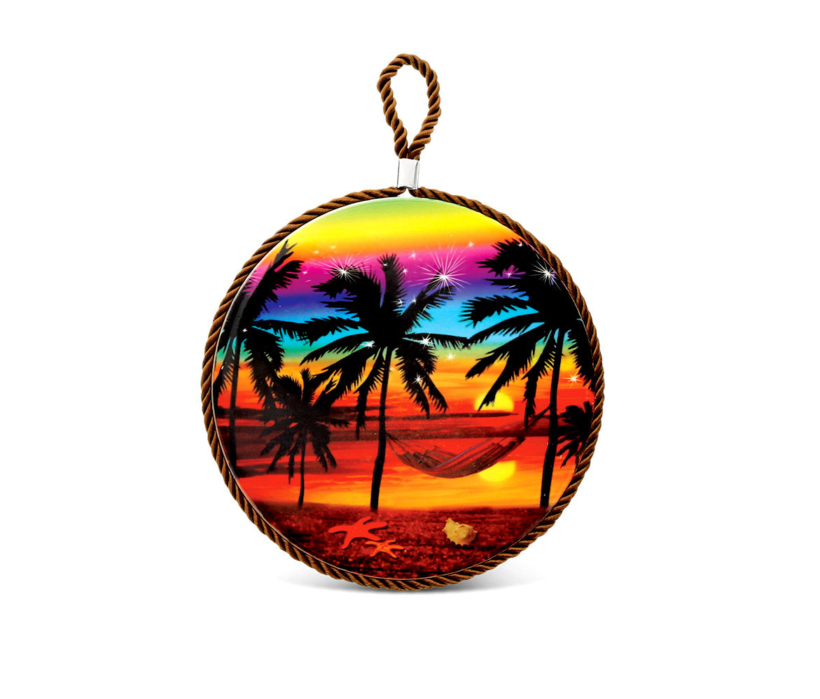 CERAMIC POT HOLDER - PALMS