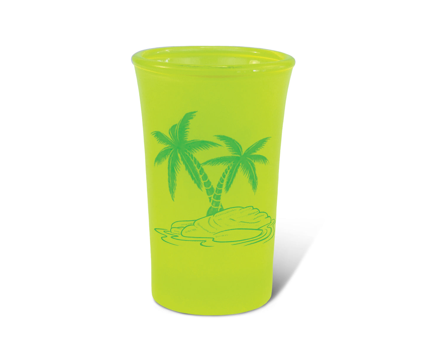 YELLOW NEON TALL SHOT GLASS - PALM TREE