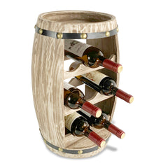 WINE DÉCOR - MODERN ALEXANDER - 8 BOTTLES WOODEN HOLDER - BARREL SHAPE