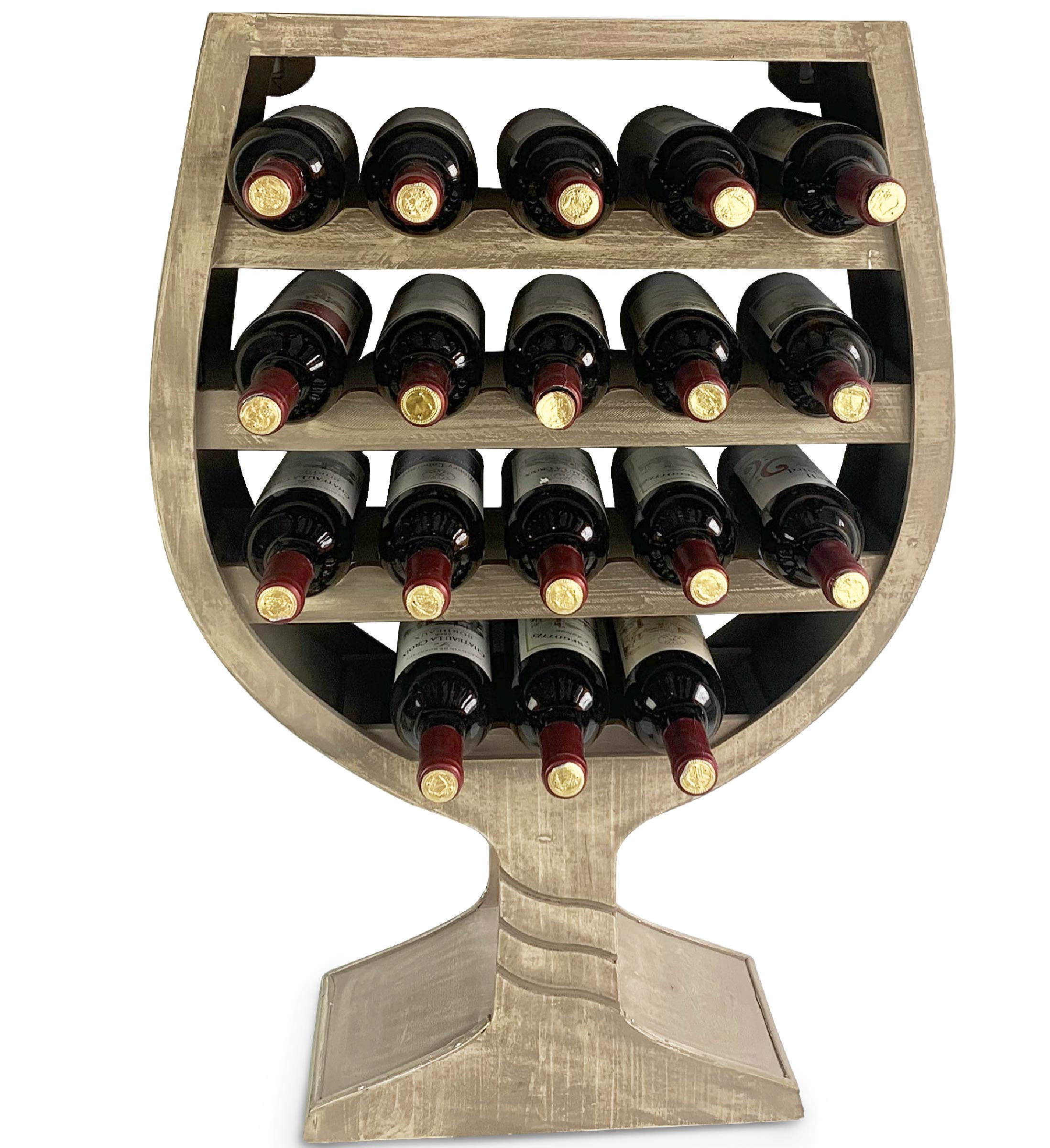 WINE DÉCOR - MODERN WALL MOUNTED WINE RACK WINE GLASS SHAPE - 18 BOTTLES