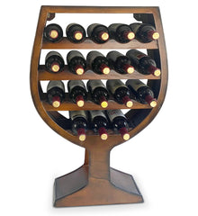 WINE DÉCOR - VINTAGE WALL MOUNTED WINE RACK WINE GLASS SHAPE - 18 BOTTLES