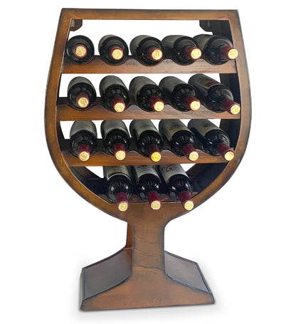 WINE DÉCOR - VINTAGE WALL MOUNTED WINE RACK WINE GLASS SHAPE - 18 BOTTLES