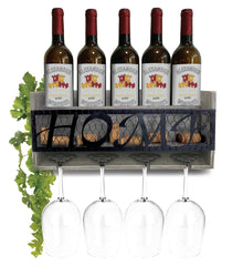 WINE DÉCOR - GREY MODERN WALL MOUNTED WINE RACK - 5 BOTTLES