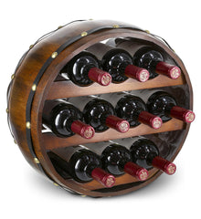 WINE DÉCOR - VINTAGE WALL MOUNTED BARREL WINE RACK - 10 BOTTLES