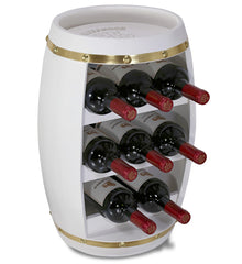 WINE DÉCOR - WHITE & GOLD ALEXANDER - 8 BOTTLES WOODEN HOLDER - BARREL SHAPE