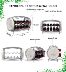 WINE DÉCOR - NAPOLEON - 10 BOTTLES METAL HOLDER - BARREL SHAPE