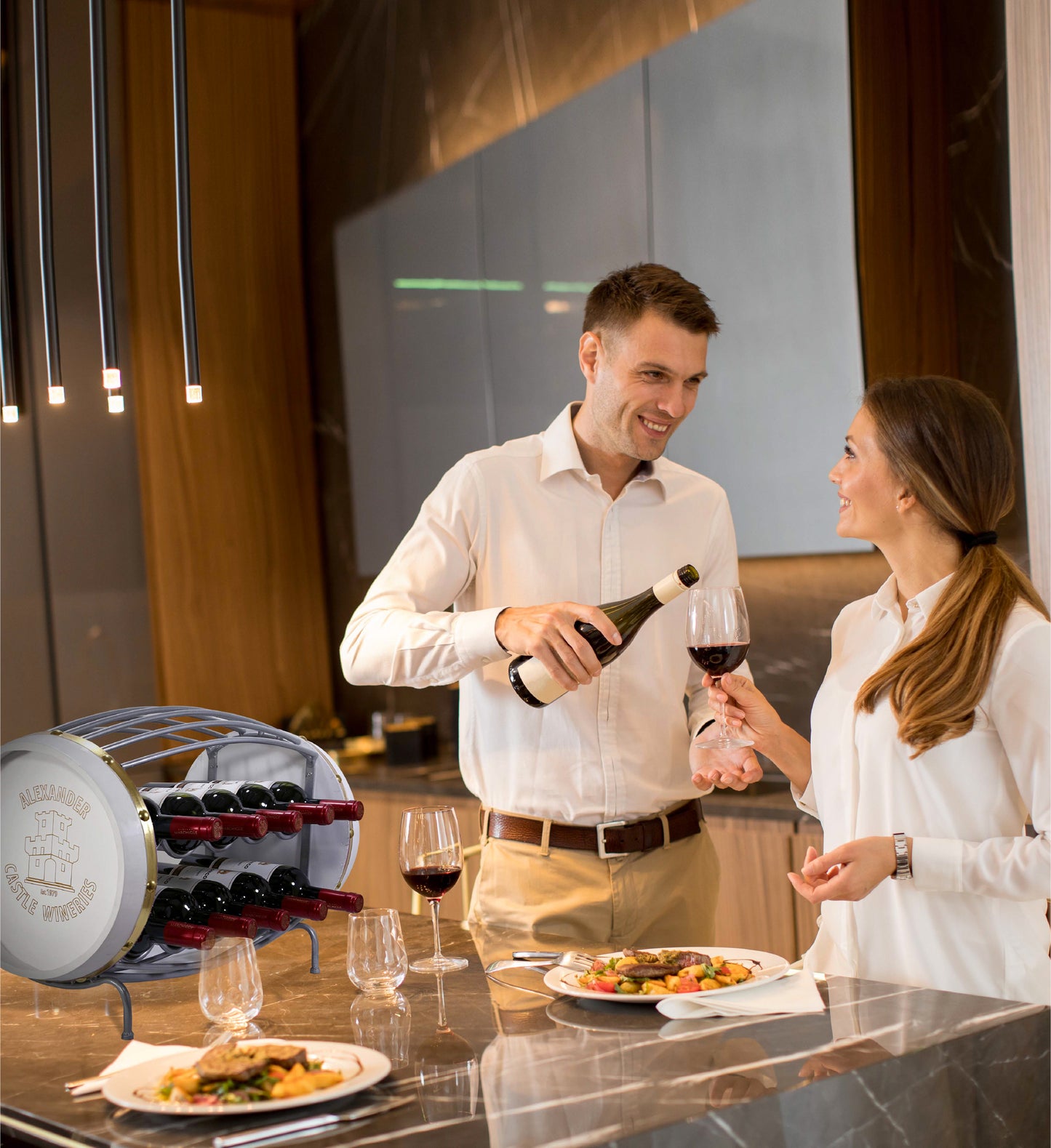 WINE DÉCOR - NAPOLEON - 10 BOTTLES METAL HOLDER - BARREL SHAPE