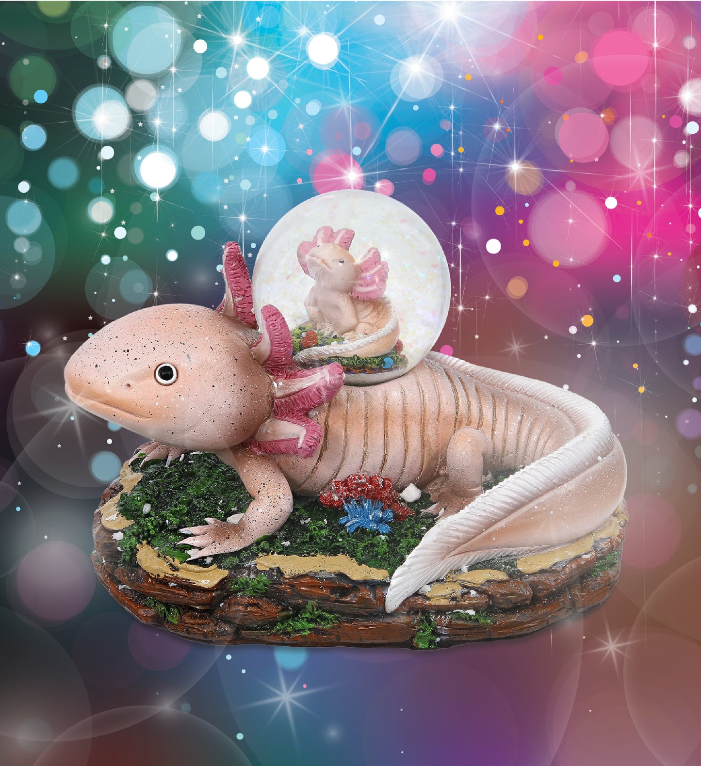 CoTa Global Beautiful Sparkling Glitter Axolotl Snow Globe Decor - 45 mm