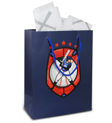 DolliBu Baseball Gift Bags with Tissue Paper, 12 Pc Set
