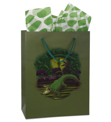 DolliBu Alligator Large Gift Bags with Tissue Paper, 12 Pc Set