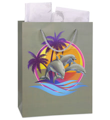 DolliBu Dolphin Large Gift Bags with Tissue Paper, 12 Pc Set