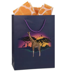 DolliBu Giraffe Large Gift Bags with Tissue Paper, 12 Pc Set