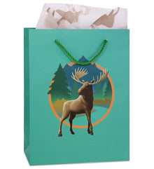 DolliBu Moose Large Gift Bags with Tissue Paper, 12 Pc Set