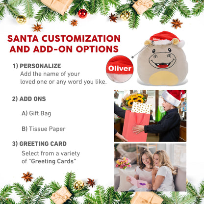 SNUG-MOOSHIES PLUSH - HIPPO 10" WITH SANTA DRESS UP