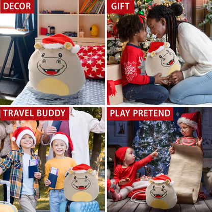 SNUG-MOOSHIES PLUSH - HIPPO 10" WITH SANTA DRESS UP