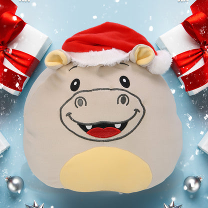 SNUG-MOOSHIES PLUSH - HIPPO 10" WITH SANTA DRESS UP