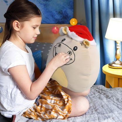 SNUG-MOOSHIES PLUSH - HIPPO 10" WITH SANTA DRESS UP