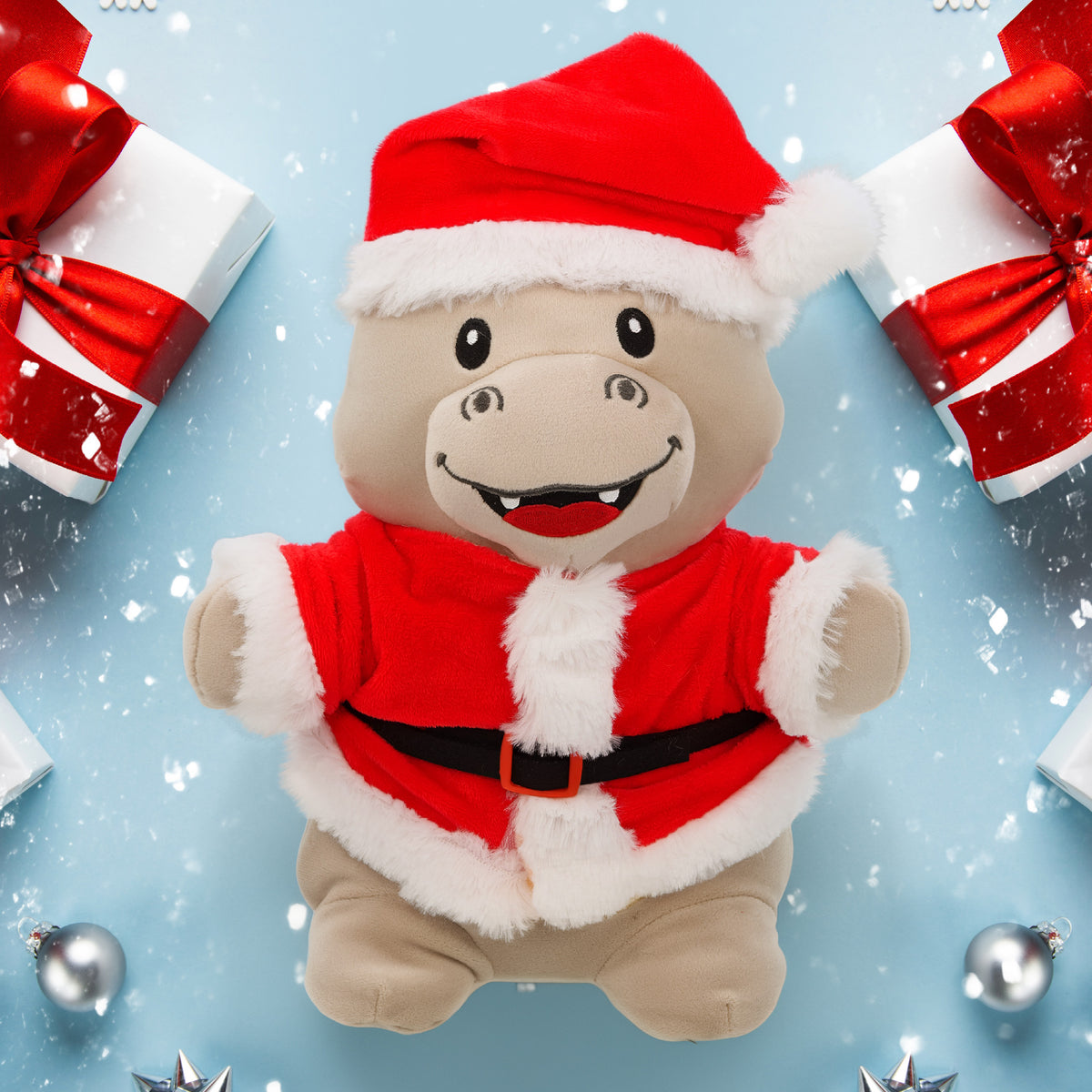 SNUG-MOOSHIES PLUSH - STANDING HIPPO 10" WITH SANTA DRESS UP