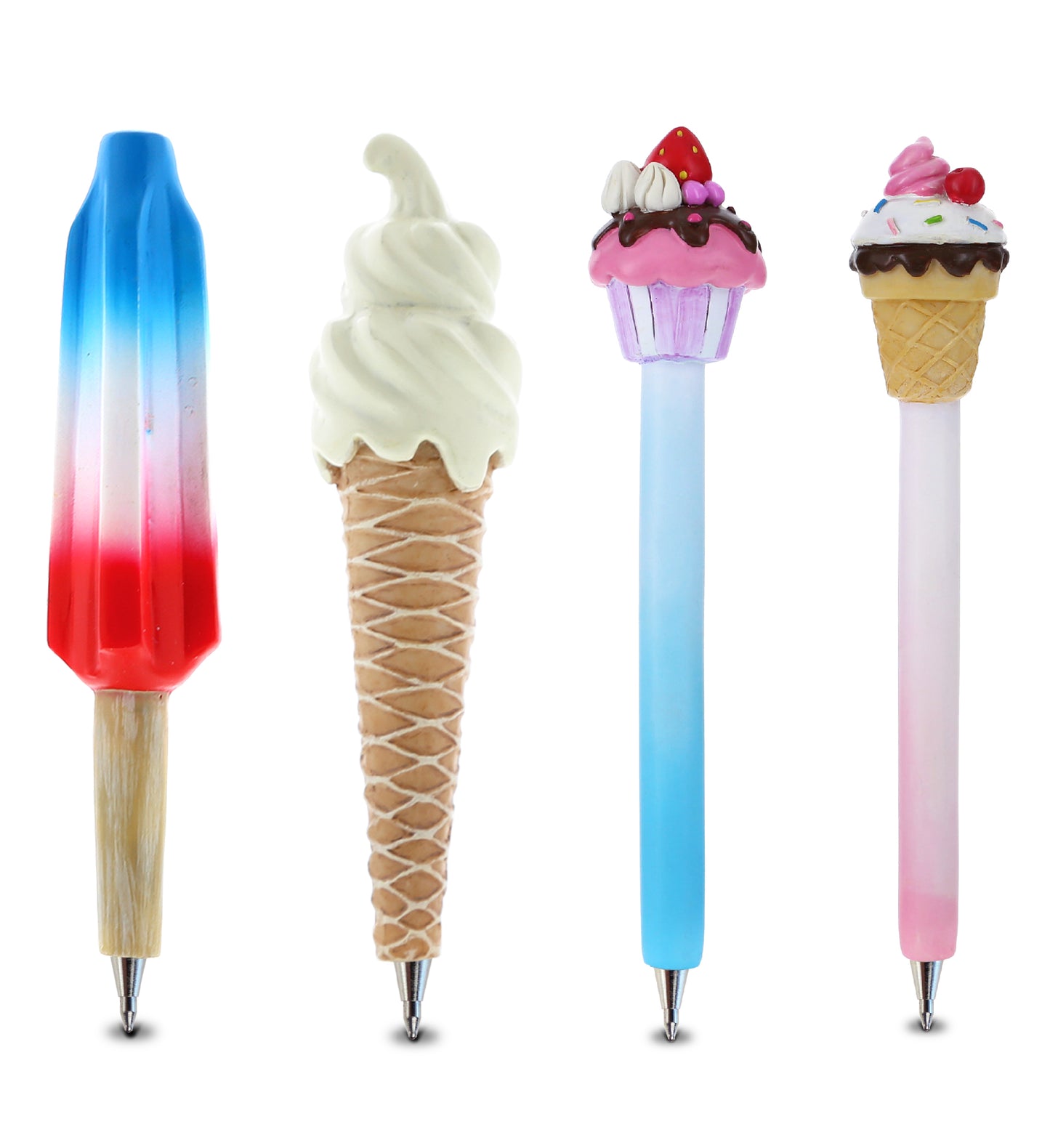 Planet Pen - Ice Treat, Vanilla Cone, Cupcake & Ice Cream Unique Ballpoint Pen - Set of 4