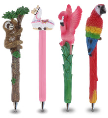 Planet Pen - Bundle of Sloth, Llama, Tropical Flamingo, & Red Parrot - Set of 4