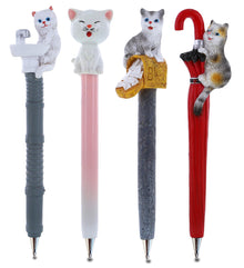 Planet Pen - Cat on Sink, Cat on Umbrella, Cat on Mailbox &  Cute Cat resin pen - Set of 4