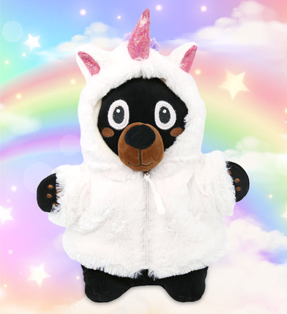 SNUG-MOOSHIES PLUSH - STANDING BLACK BEAR with Unicorn Dress Up