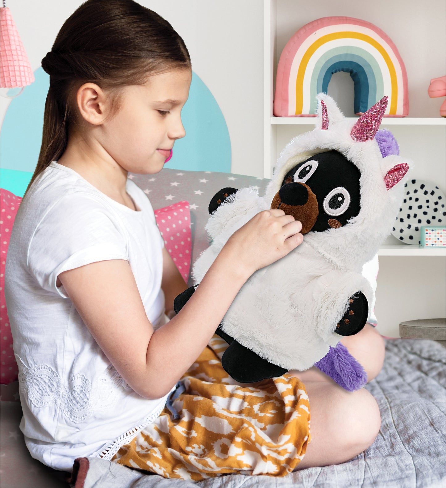 SNUG-MOOSHIES PLUSH - STANDING BLACK BEAR with Unicorn Dress Up
