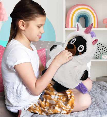 SNUG-MOOSHIES PLUSH - STANDING BLACK BEAR with Unicorn Dress Up